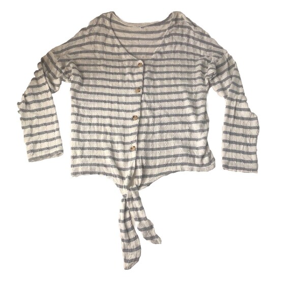Striped Oversized Tie Front Cardigan Size Medium - Picture 1 of 10